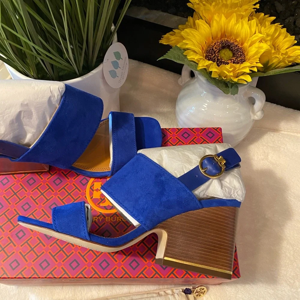 ✨NEW✨Tory Burch Selby 75MM Block Heel Sandal Suede